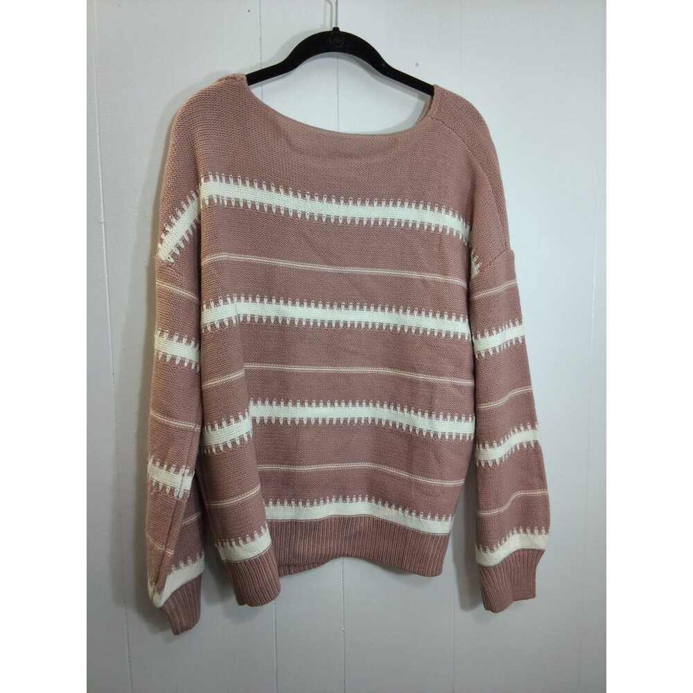 Pinkish Striped sweater with crew neck Size M